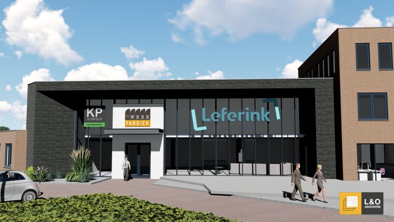 Nieuwe gevel bij entree bedrijfskantoor Leferink